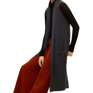 WILFRED Aritzia Soot Mix Mohair Wool Blend Longline Open Knit Cardigan Sweater